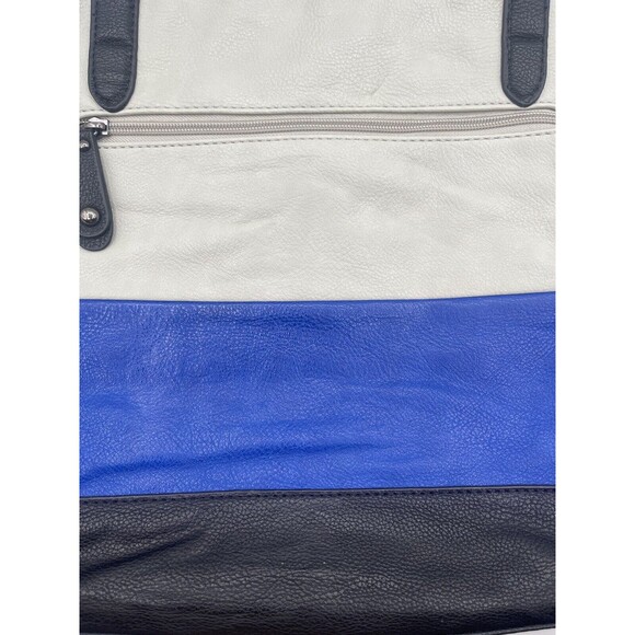 CLARKS Women's Over the Shoulder Tri-Color Laptop Tote - Cream, Blue, Black - Picture 13 of 16